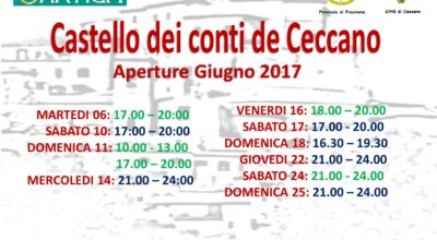 Castello dei Conti de Ceccano – aperture giugno 2017