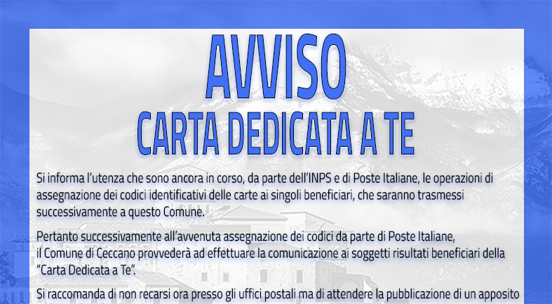 AVVISO – CARTA DEDICATA A TE – annualità 2024