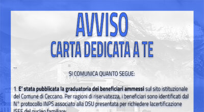 AVVISO – CARTA DEDICATA A TE – annualità 2024 – pubblicazione grad.