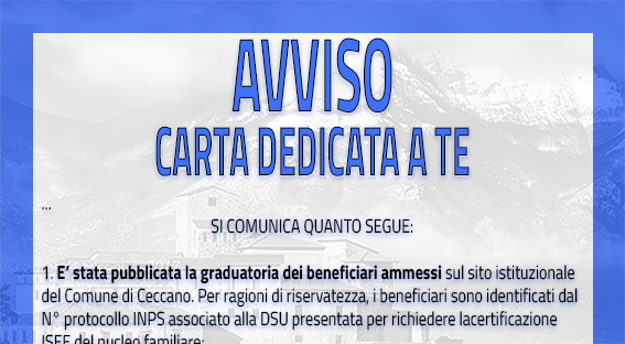 AVVISO – CARTA DEDICATA A TE – annualità 2024 – pubblicazione grad.